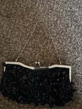 Black Beaded Evening Shoulder Bag